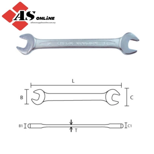 Din Double Open End Wrench (CRV) 14x15mm / Model: TZ5120141