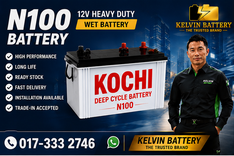 Kochi N100 Battery Replacement Malaysia Hybrid Battery - Durable, Low Maintenance, ISO Certified (12V)