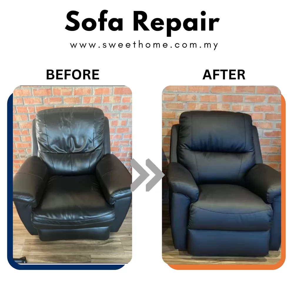 Leather One Seater Sofa Reupholstery | Sofa Repair ,Refabric , Reupholstery Centre | Servis Balut Semula Sofa Kulit | KL | Penang | Perak | Puchong | Ampang | Cheras | Bukit Jalil | Johor Bahru | Kedah