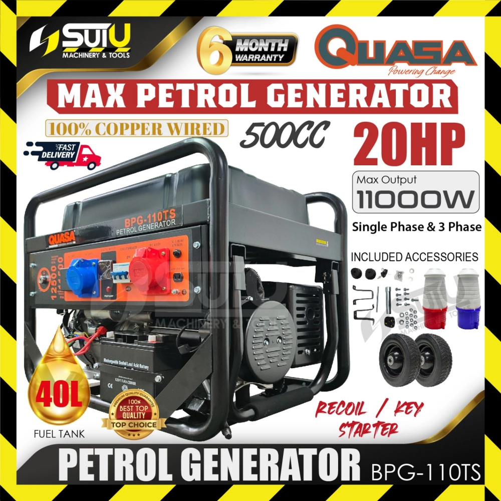 QUASA BPG-110TS 500CC Petrol Generator / Penjana w/ Key Start 11.0kW