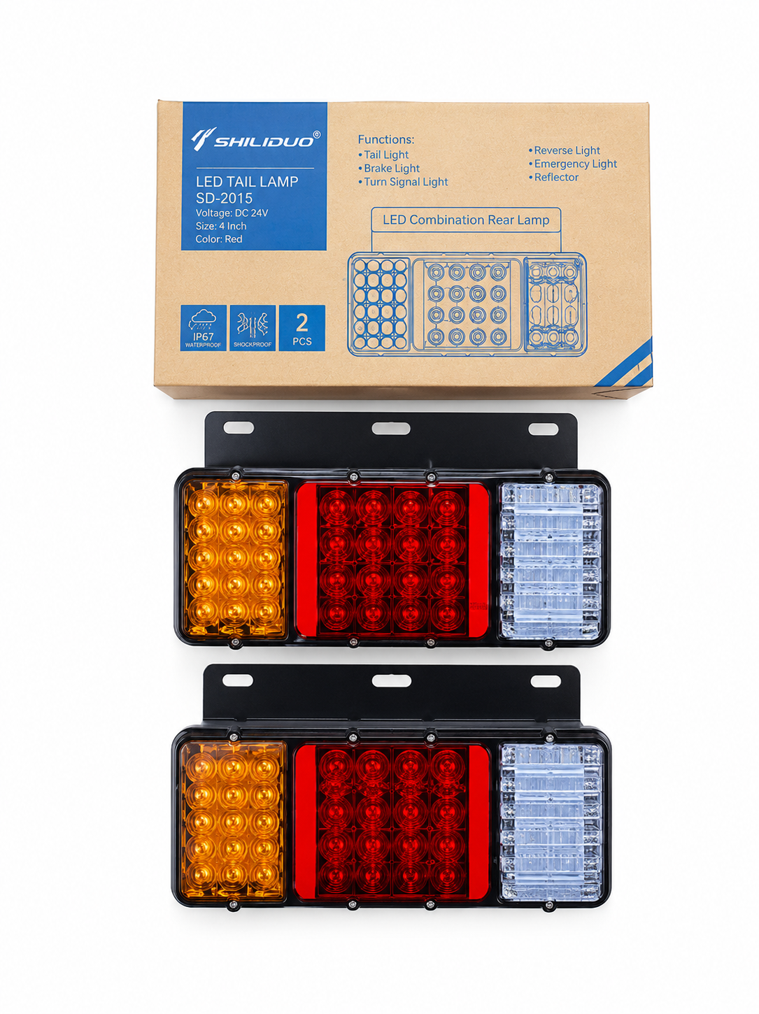 SHILIDUO LED Isuzu NPR Tail Lamp With Iron Plate - 24V SD-2004 (LH )
