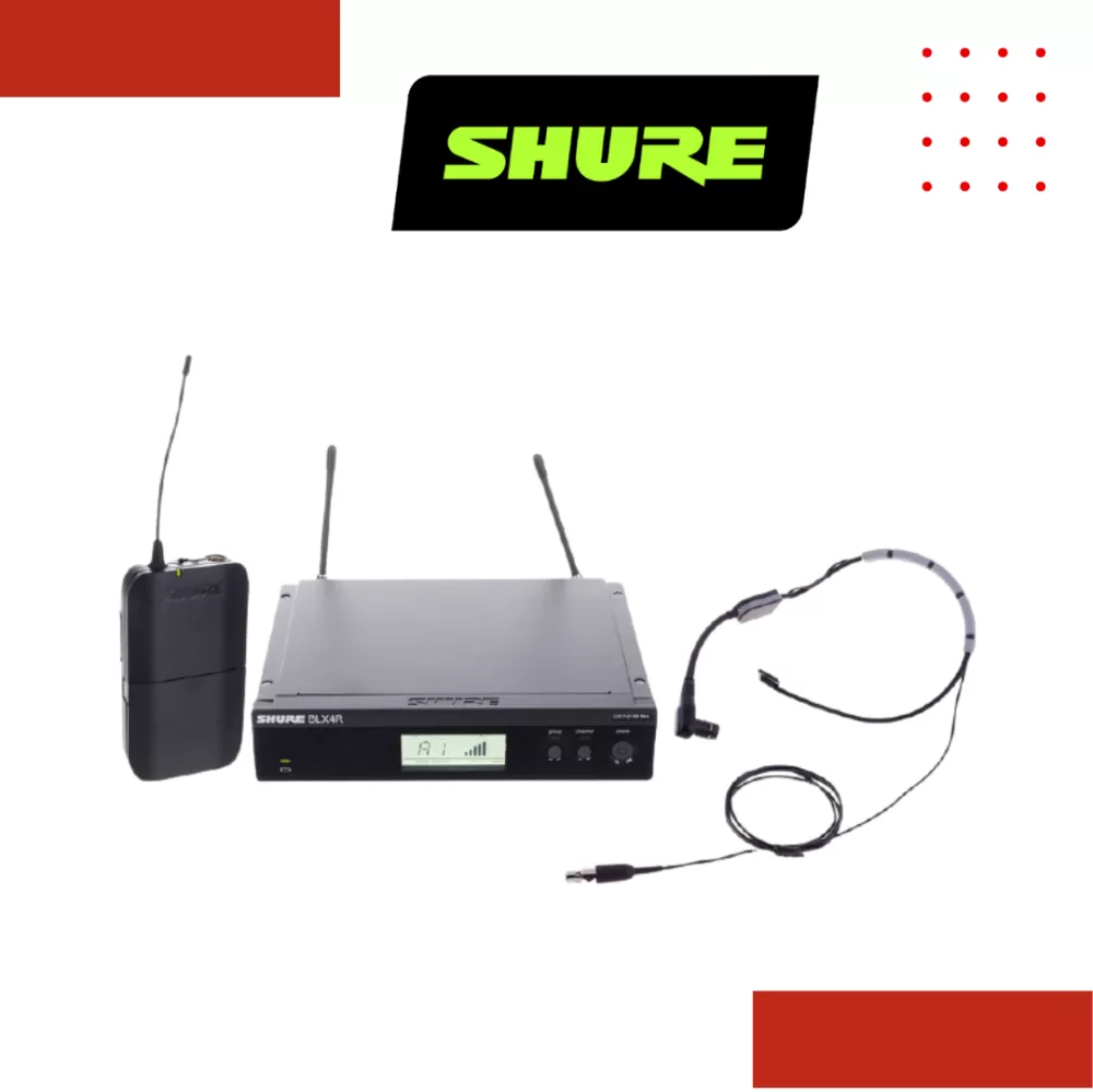 Shure BLX14R/SM35 Headworn Wireless System, BLX4R Wireless Receiver, BLX1 Bodypack Transmitter & SM35 Headset Microphone
