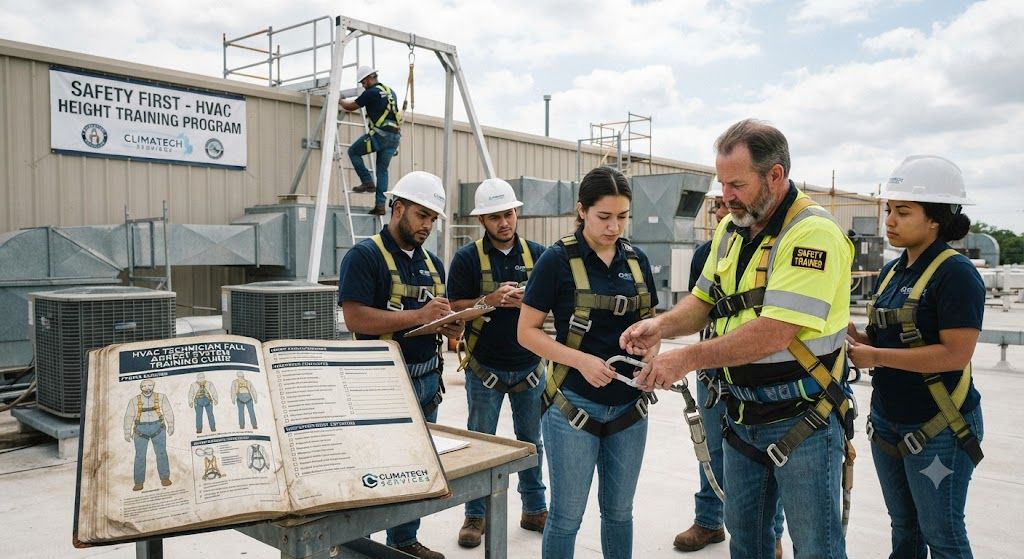 HVAC fall arrest system harness training guide