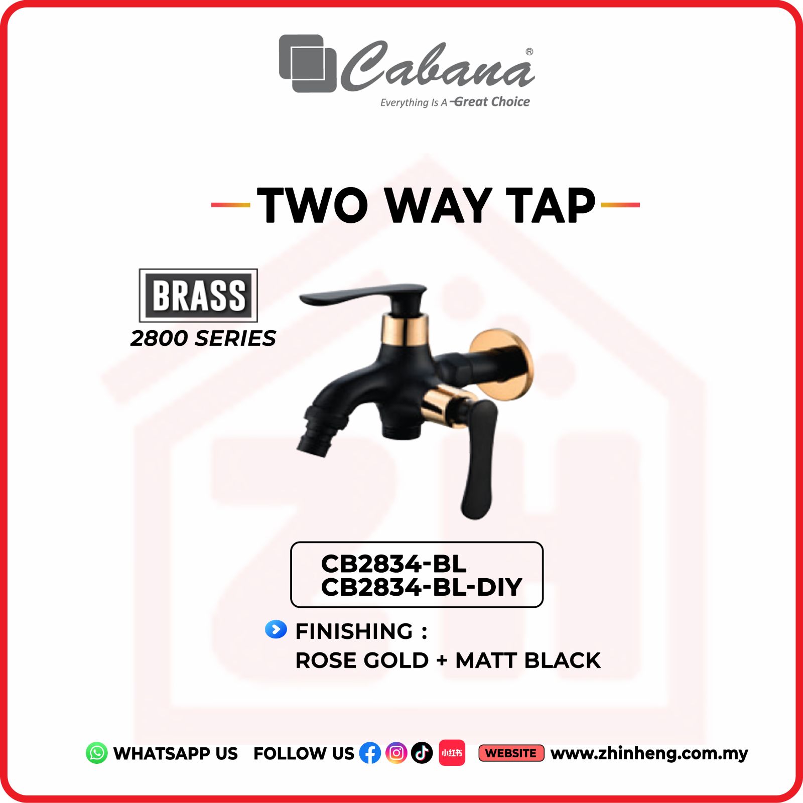 CABANA  TWO WAY TAP  CB2834-BL & CB2834-BL-DIY