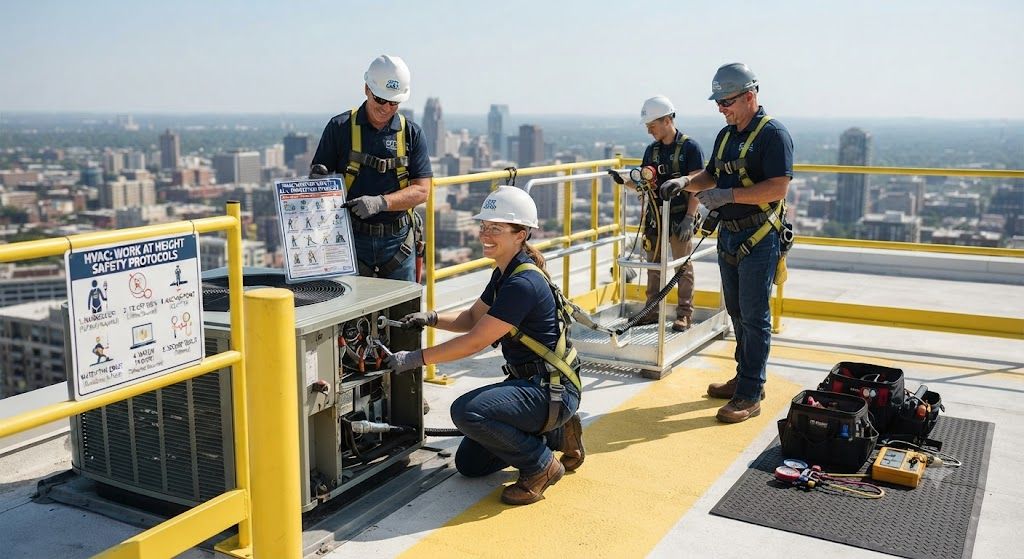 HVAC safety harness procedures at height