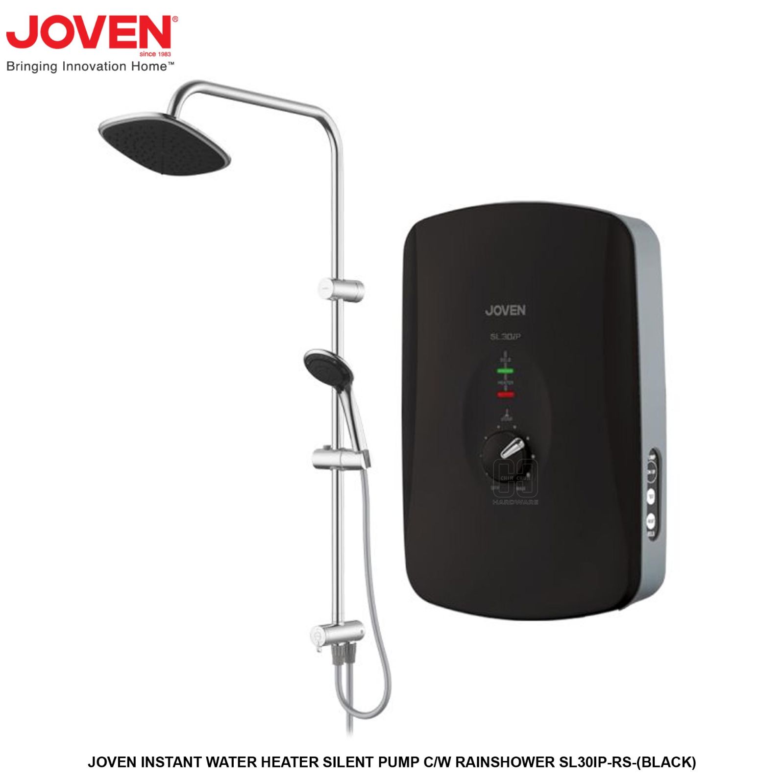 JOVEN INSTANT WATER HEATER SILENT PUMP COME WITH RAINSHOWER SL30IP RS (BLACK)