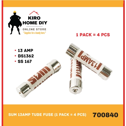SUM 13AMP Tube Fuse (1 Pack = 4 PCS) - 700840