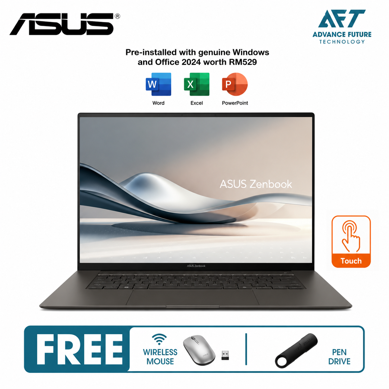 Asus Zenbook S 16 UM5606W-ARJ107W 16" 3K OLED Laptop Zumaia Gray ( AMD Ryzen AI 9 HX 370, 32GB, 1TB SSD, ATI, W11, H&S )