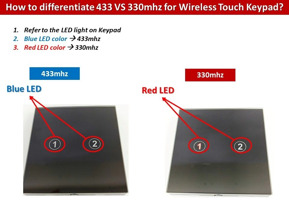 Autogate Wireless Touch Keypad (Learning Type) for 4 Channel / 2 Channel Remote (433mhz/330mhz)