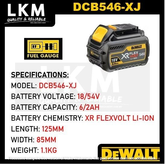 DeWALT DCB546-XJ - XR FLEXVOLT 18V-54V Li-Ion Battery Pack