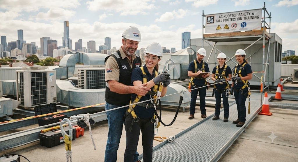 professional aircon safety training rooftop work