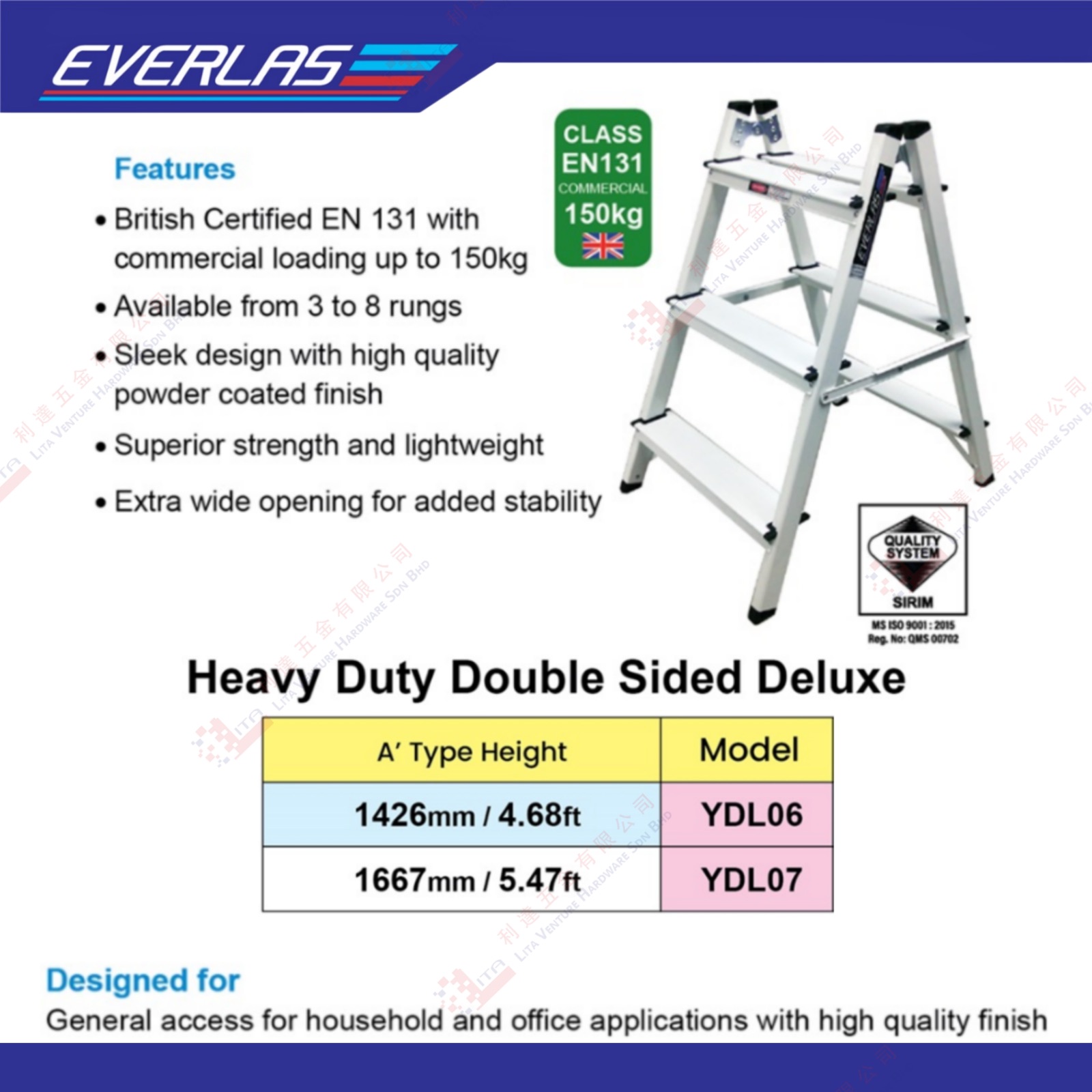 EVERLASS BRAND HEAVY DUTY DOUBLE SIDED DELUXE - YDL06 YDL07