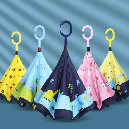 Customized Double Layer Reverse Inverted Umbrella with C Handle for Kids