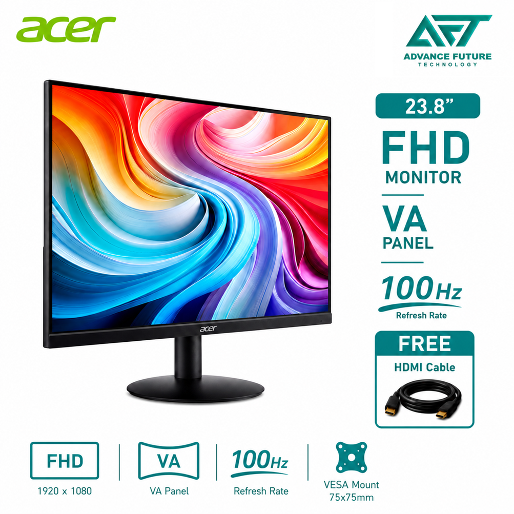 Acer SA242YH1 23.8'' FHD VA 100Hz Flat Monitor ( HDMI, VGA, 3 Years Warranty )