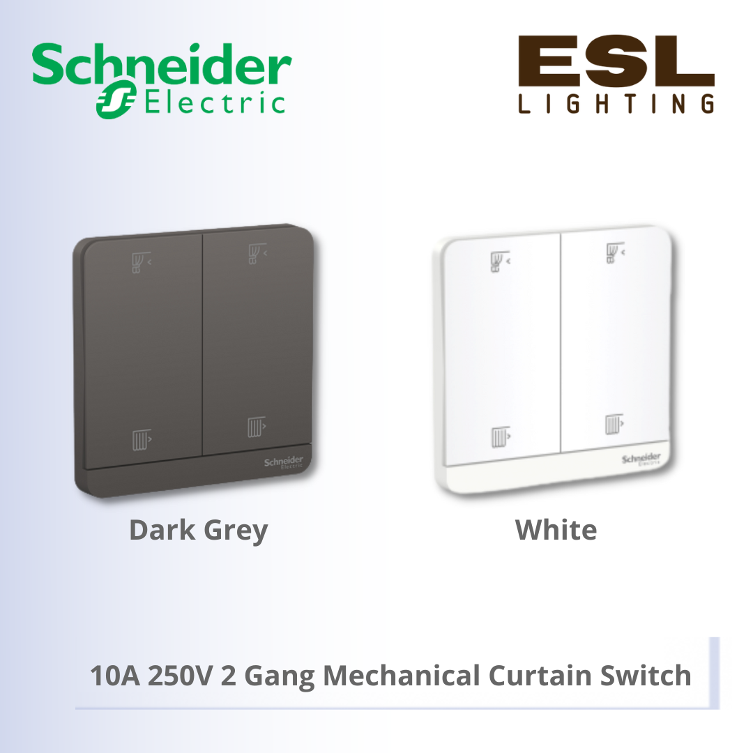 SCHNEIDER AvatarOn Curtain Switches 10A 250V 2 Gang Mechanical Curtain Switch - E8332C_WE_G11 E8332C_DG_G11