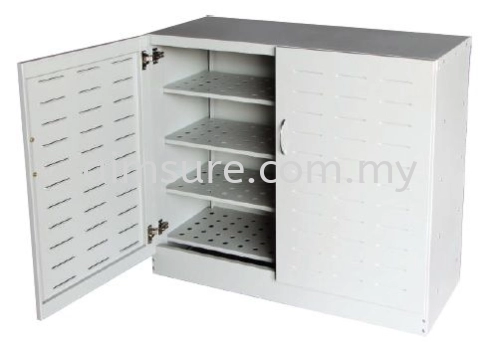 Steel shoe cabinet with ventilation holes