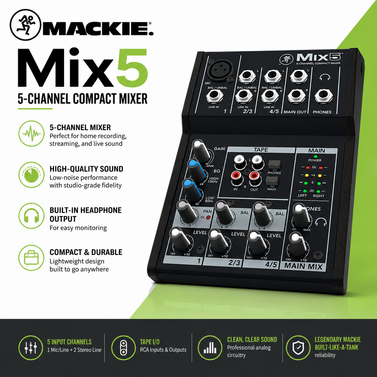 Mackie Mix5 Pengadun Kompak 5 Saluran