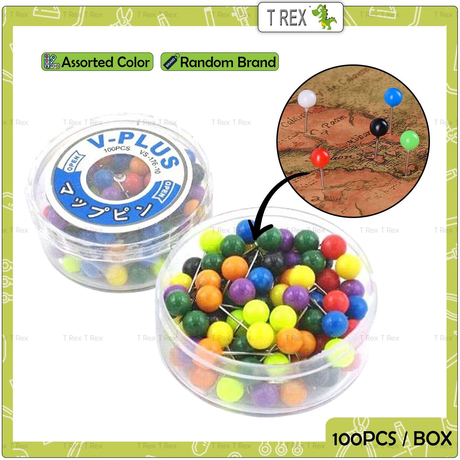 6mm Round Head Stainless Steel Flag Marking Map Pin / Assorted Color Thumbtacks