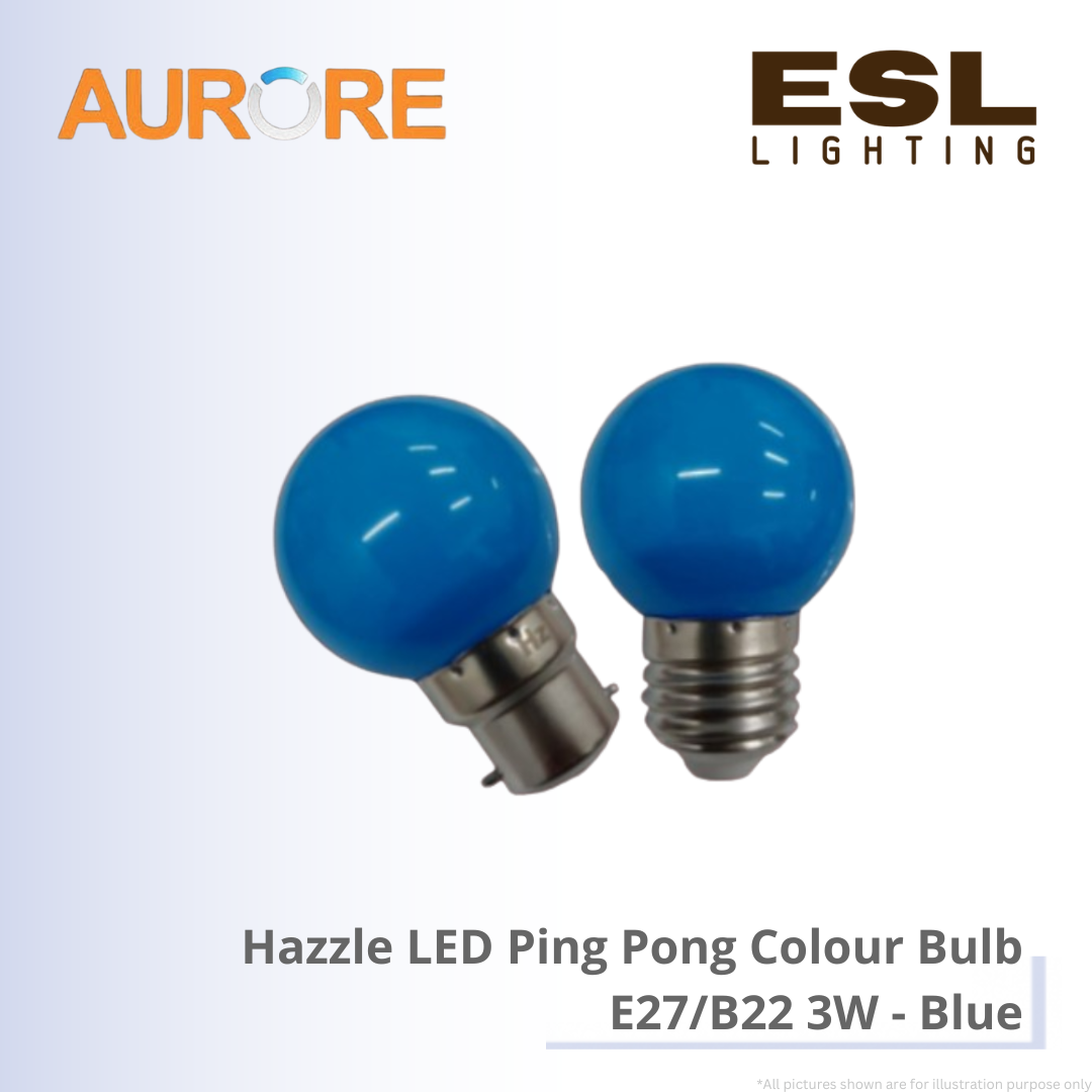 AURORE Hazzle LED Ping Pong Colour Bulb E27/B22 3W - Blue