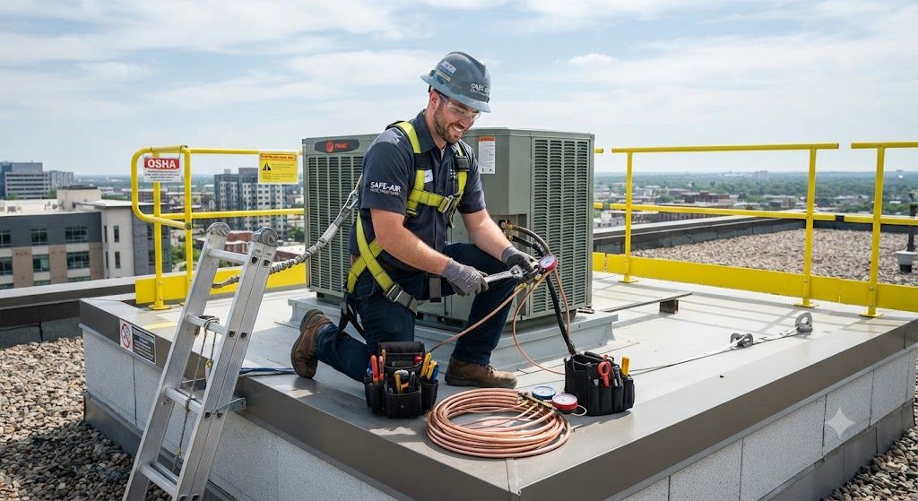 HVAC installation safety at elevated locations