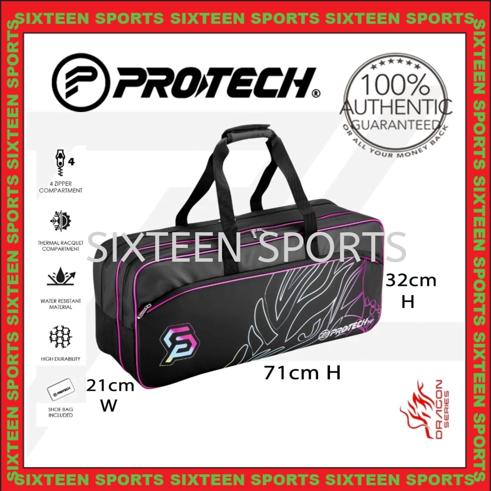 Protech CHAN PENG SOON X Dragon Series Tournament Racket Bag with Thermal Compartment