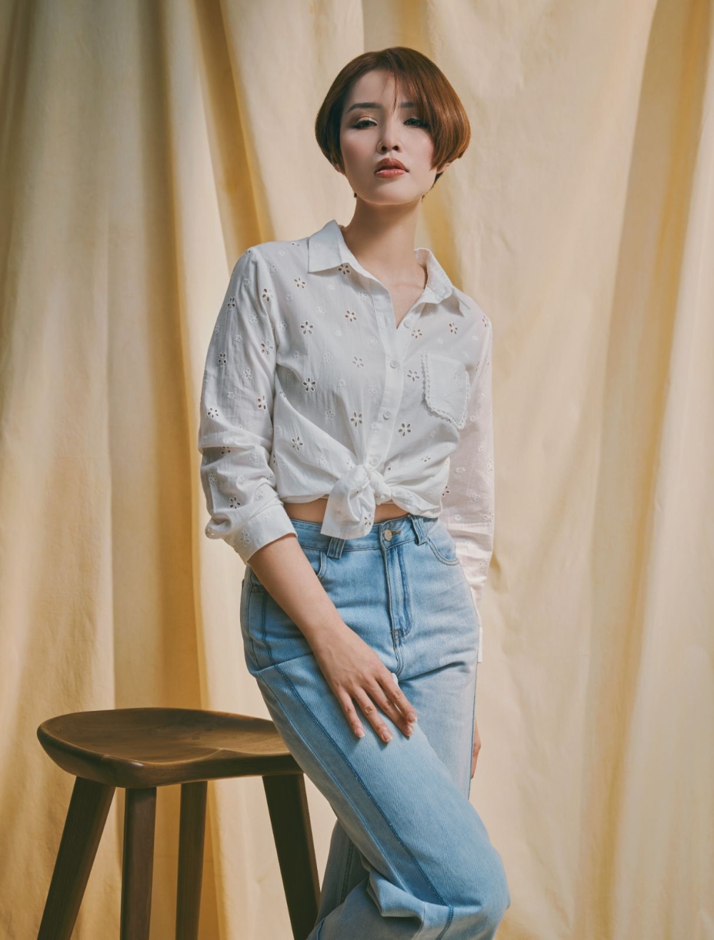 Atelier Floral Eyelet Cotton Shirt