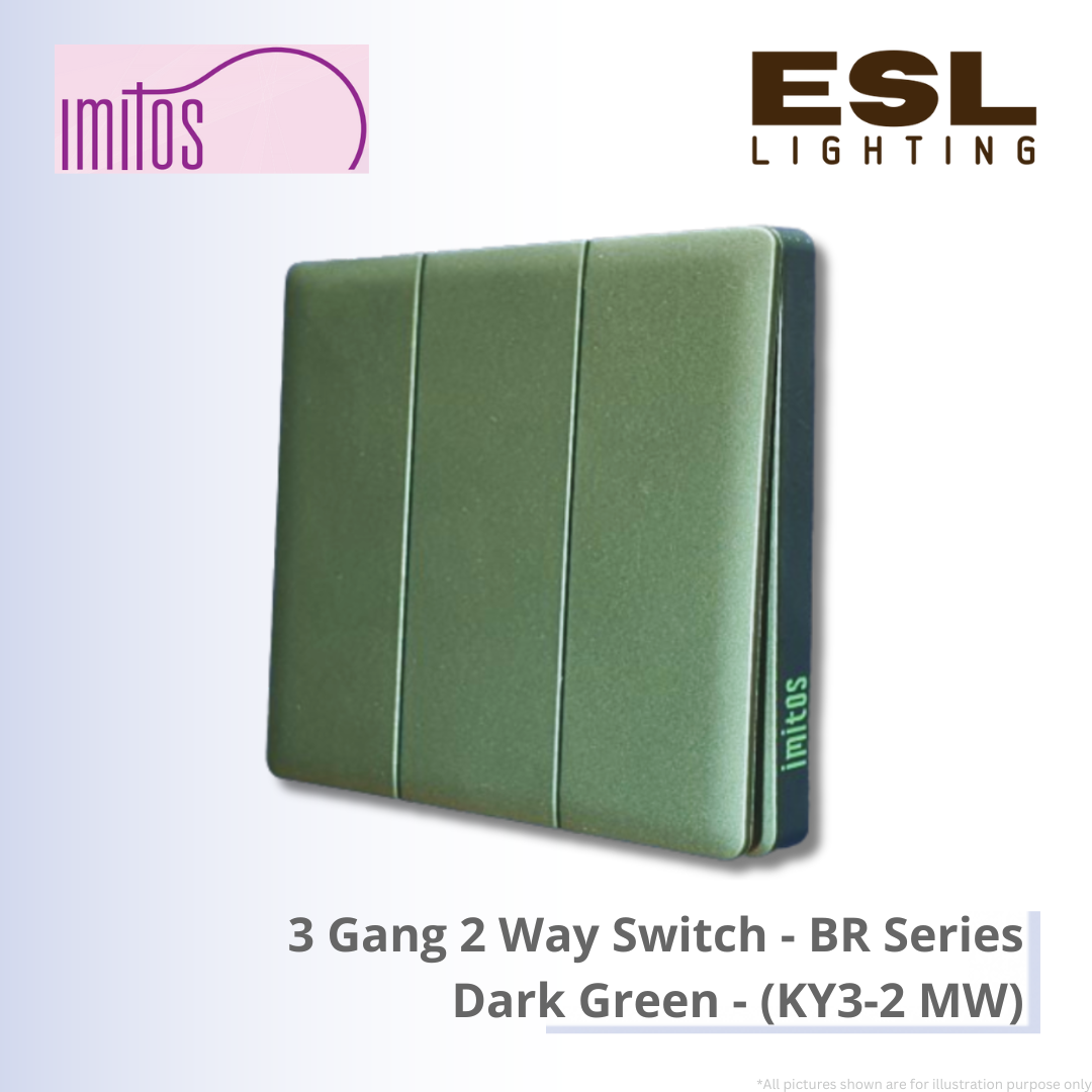 IMITOS 3 Gang 2 Way Switch (BR Series) Dark Green - KY3-2 MW [SIRIM]
