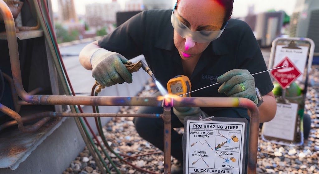 HVAC brazing torch flame adjustment skills