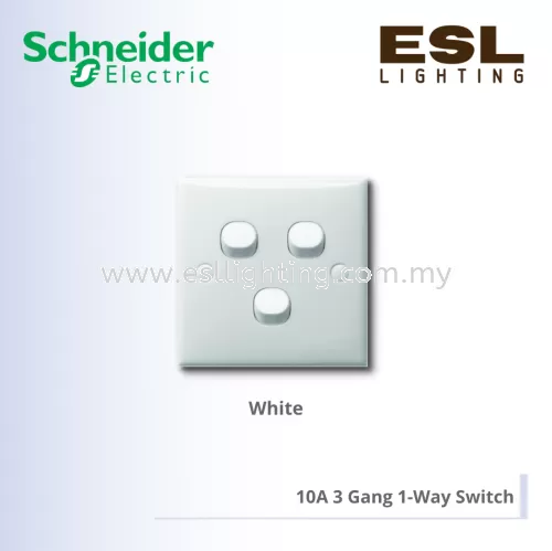 SCHNEIDER S-Classic 10A 3 Gang 1-Way Switch - E33_1_2AR_WE_G11