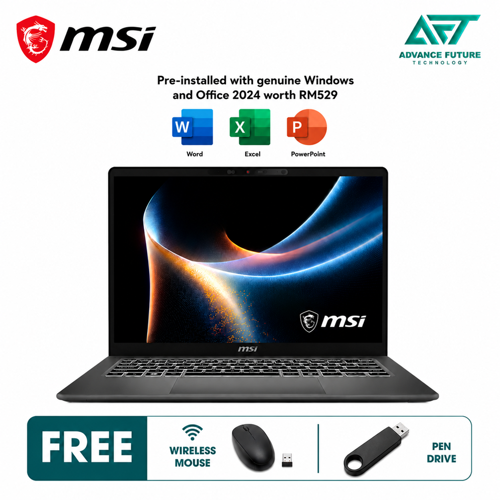 MSI Prestige 14 AI+ D3MG-225MY 14'' FHD+ OLED Laptop Platinum Gray ( Intel Core Ultra 7 355, 32GB, 1TB SSD, Intel, W11, H&S 2024 )