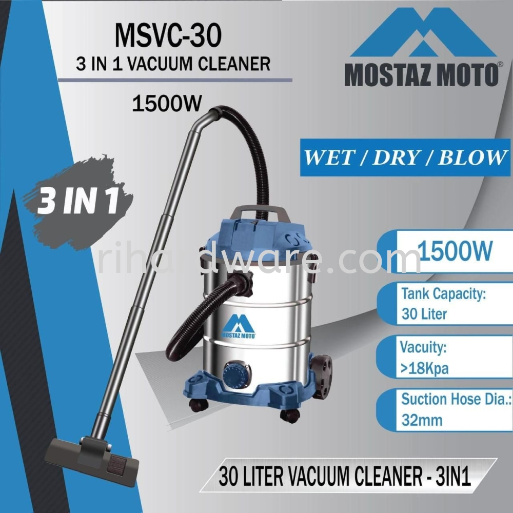 MOSTAZ MOTO MSVC-30 Vacuum Cleaner (Wet, Dry & Blower) 1500W 30L 3IN1
