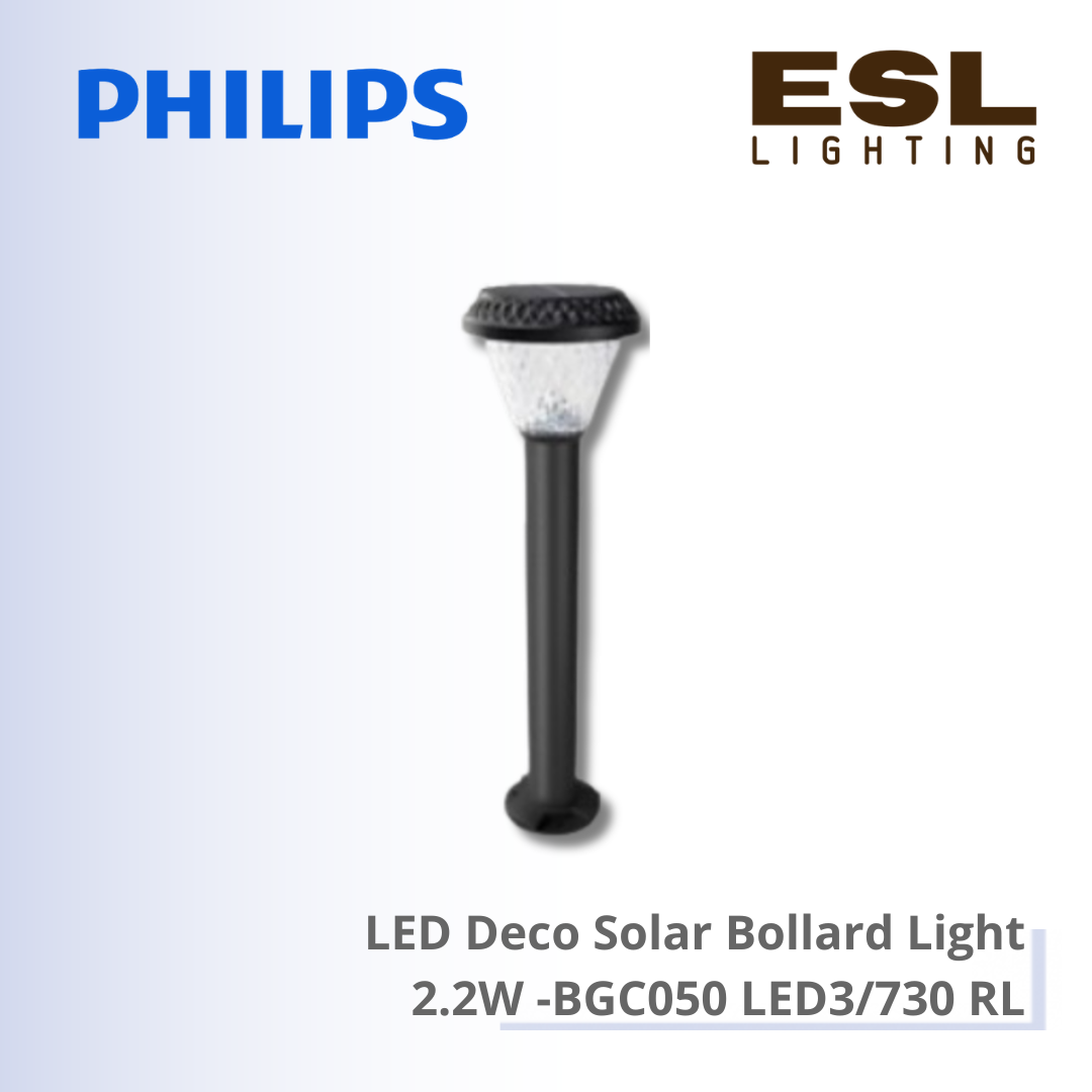 Philips LED Deco Solar Bollard Light 2.2W - BGC050 LED3/730 RL IP65