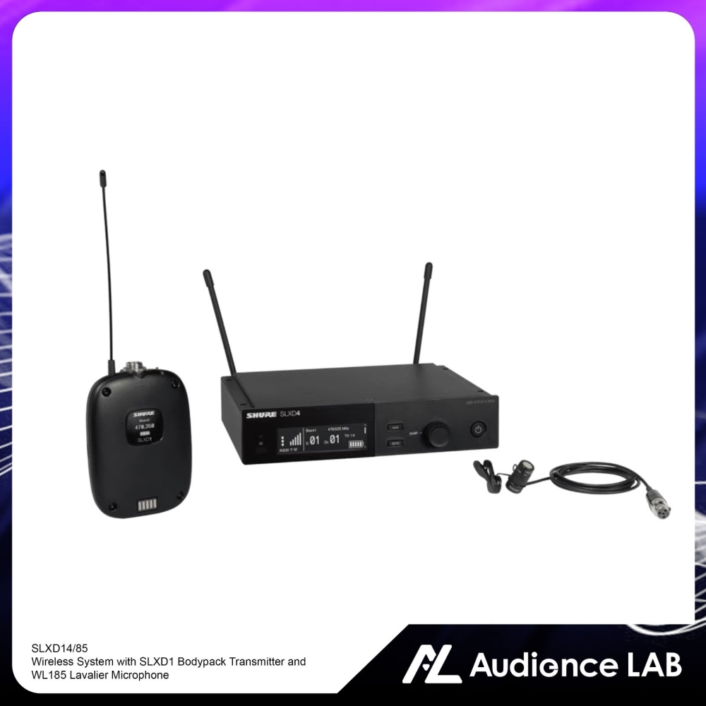 SHURE SLXD14/85 Wireless Mic System with SLXD1 Bodypack Transmitter and WL185 Lavalier