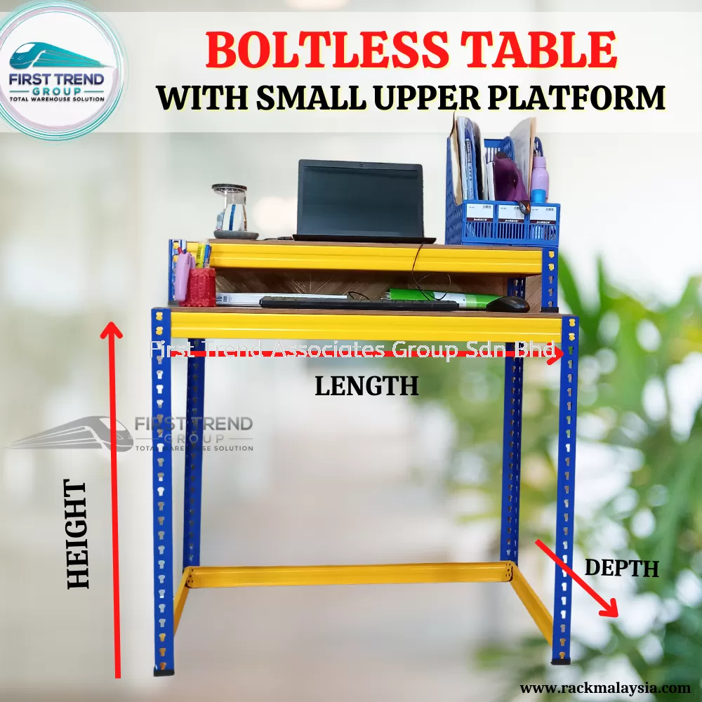 Boltless Table Rack Meja Rak Double Layer Multipurpose Table Home Table / Meja Komputer / Meja Serbaguna (SMALL)