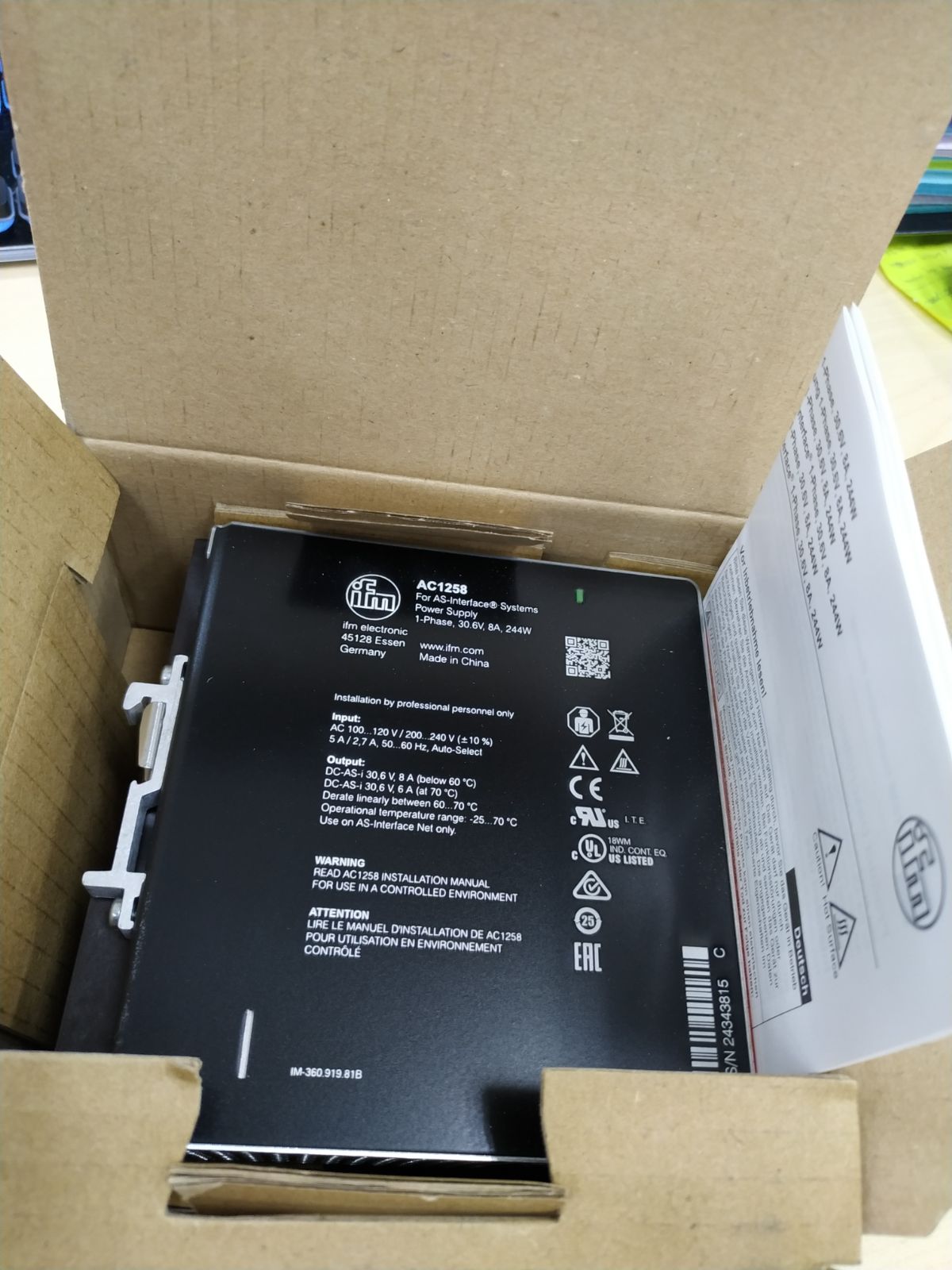 IFM AS-Interface power supply AC1258 PSU-1AC/ASi-8A