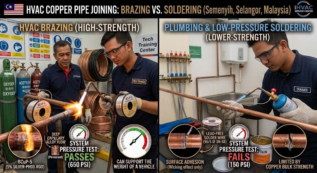 HVAC copper pipe joining techniques comparison