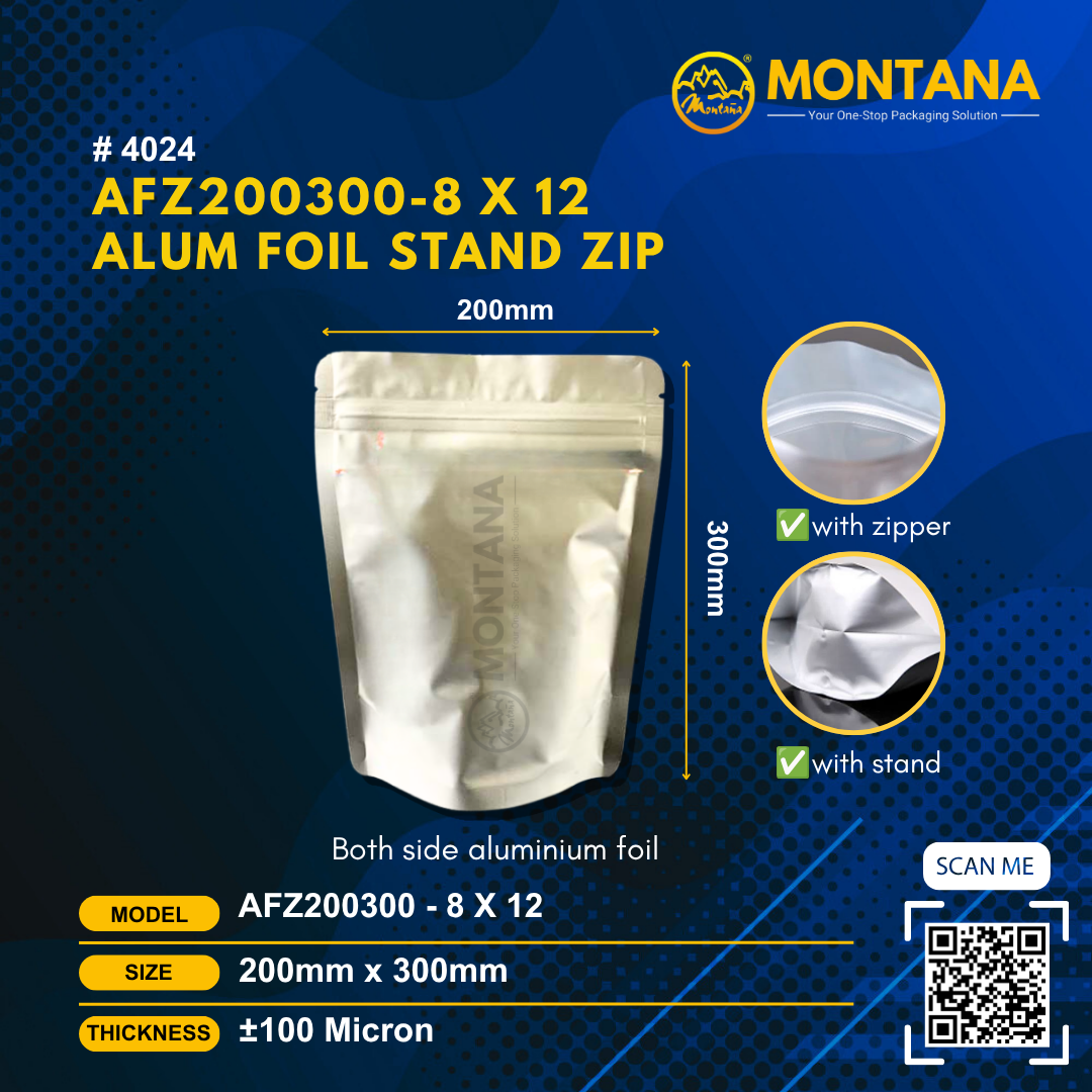 (4024) AFZ200300-8 x 12 ALUM FOIL STAND ZIP