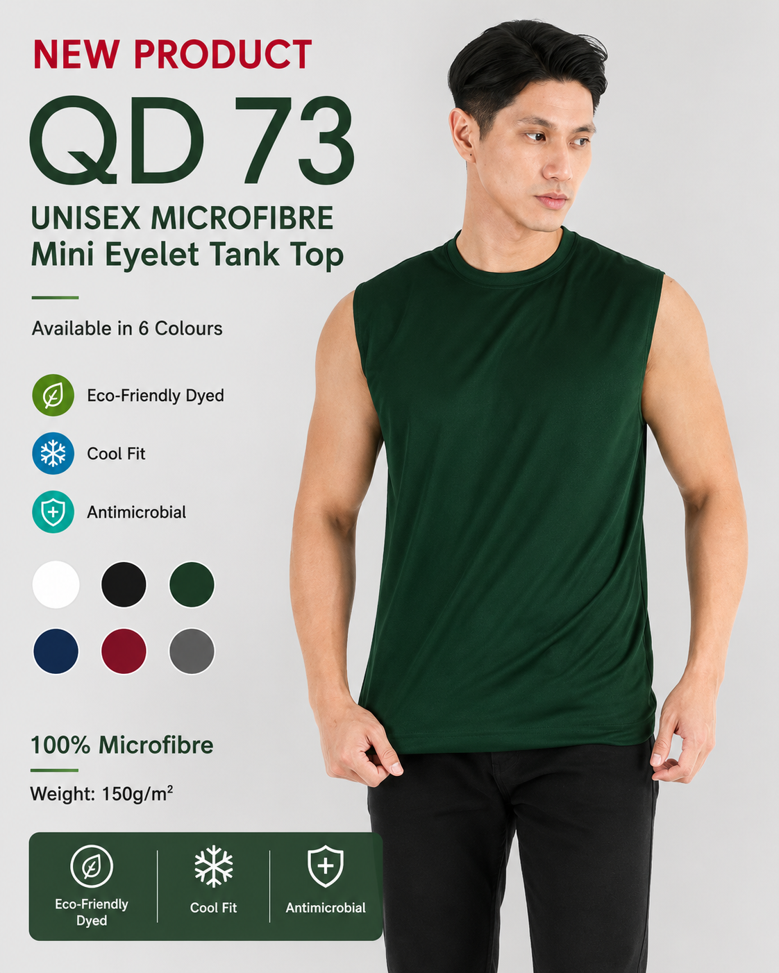 Quick Dry Sleeveless Sports Shirt - QD73 (UNISEX)