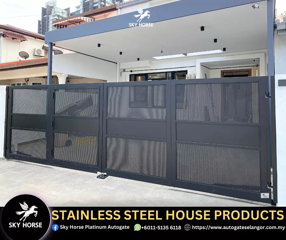 Trendy Secure Stainless Steel Mesh Auto Gate Designs Installation Klang Valley | Malaysia 