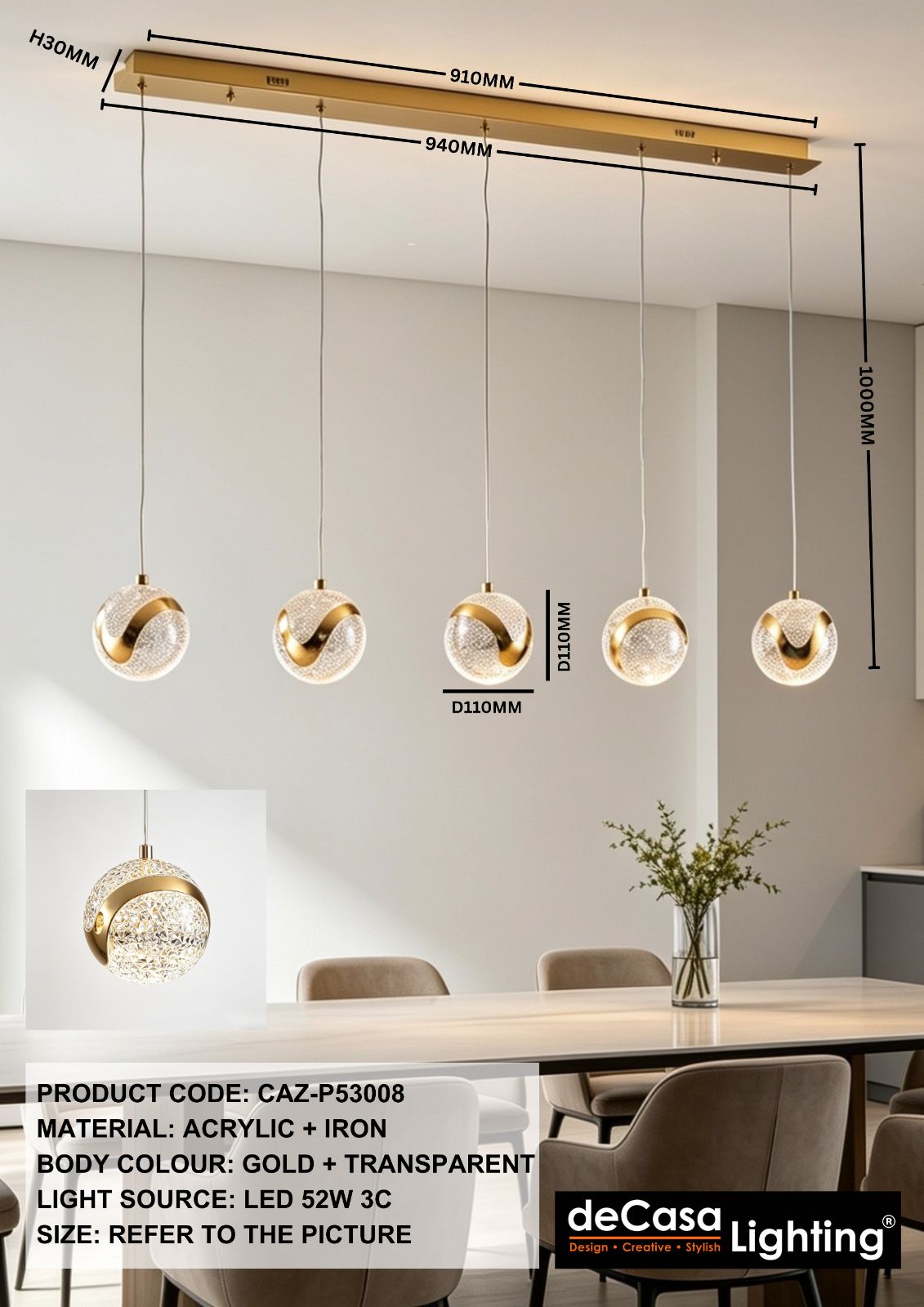 MODERN 5 IN 1 PENDANT LIGHT( CAZ-P53008)