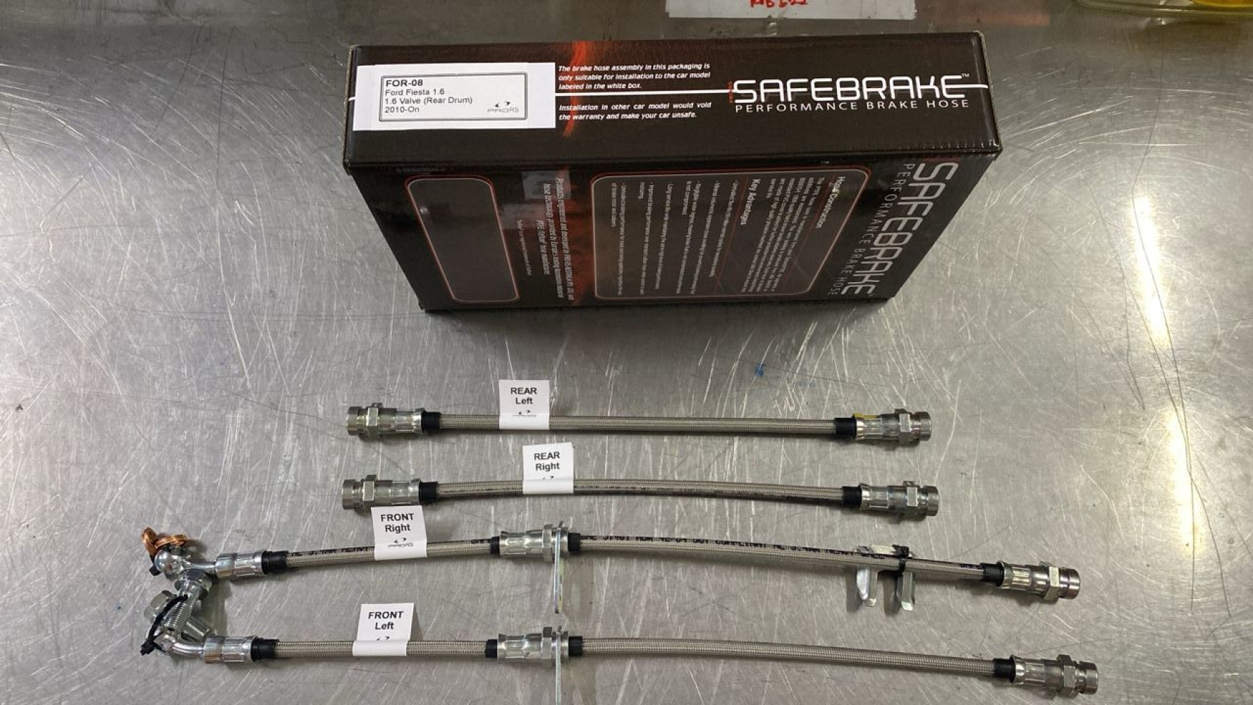 PRO RS STEEL BRAIDED BRAKE HOSE Ford Fiesta 1.6 16V 2010-on (Rear Drum)