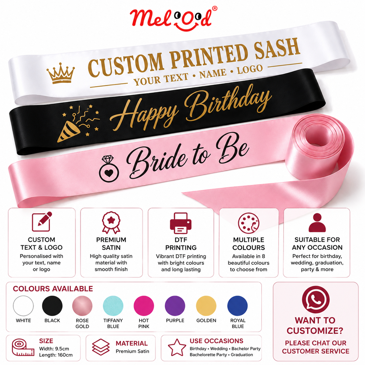 Personalised Satin Sash | Custom Birthday, Graduation & Event Sash