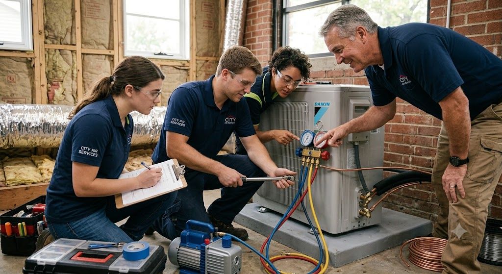 Residential air conditioning vacuum testing