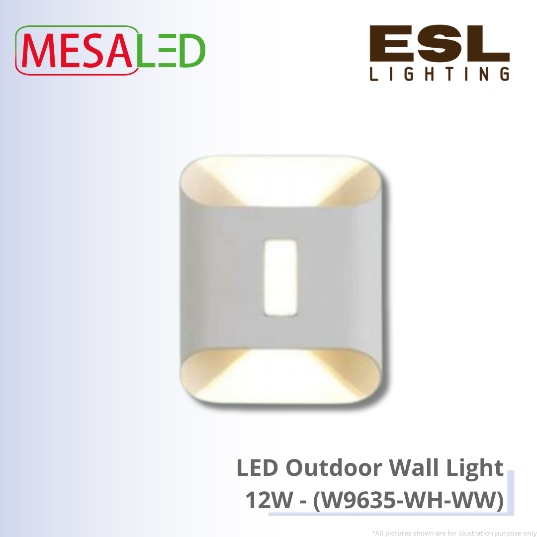 MESALED LED Outdoor Wall Light 12W - W9635-WH-WW IP65
