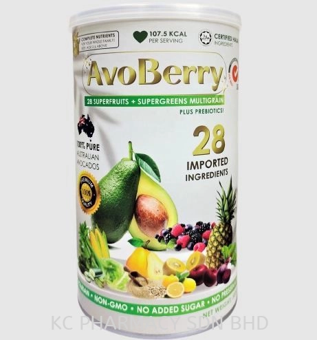 (HOT PRODUCT) AvoBerry 28 Superfruits + Supergreens Multigrain plus Probiotics 500g (Exp: 12/2024)