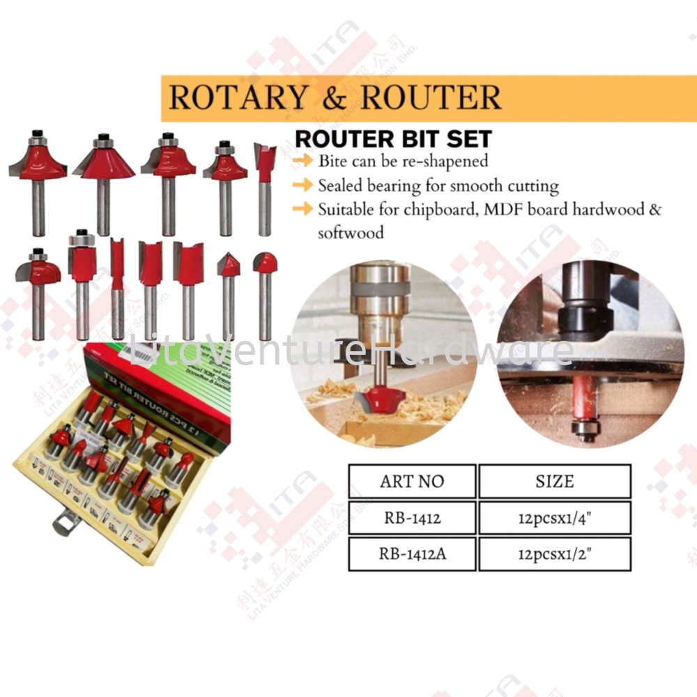ROUTER BIT SET - RB1412 RB1412A