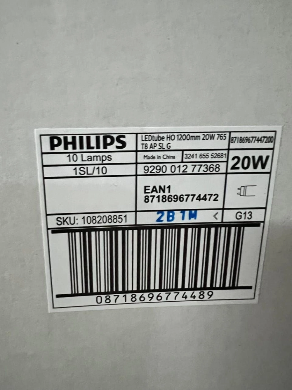 Philips HO 1200mm 20W/765 T8 AP SL G LED Tube (Cool Daylight) KL ...