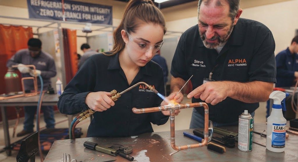 HVAC leak proof brazing copper pipes