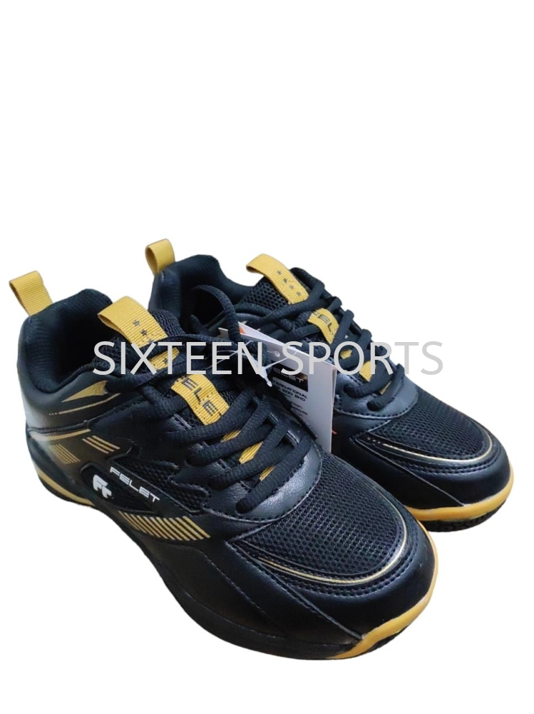 Felet FT BS 46 Black Gold Badminton Shoes For KIDS