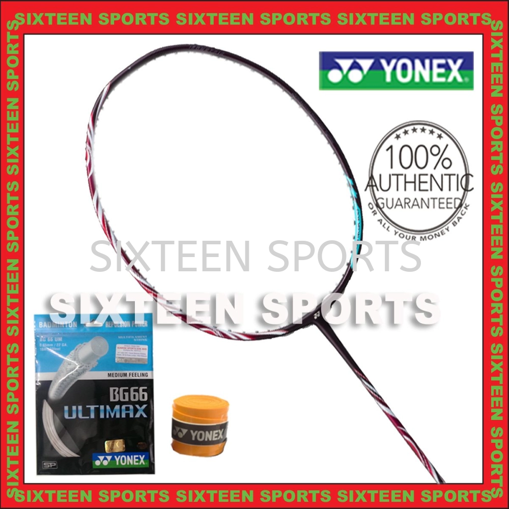 Yonex Astrox 100zz Badminton Racket KURENAI (C/W Yonex BG66 UM string & Ac102 Overgrip)